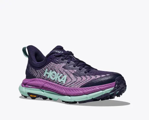 Hoka Women's Mafate Speed 4 purple, light blue trail running shoe
