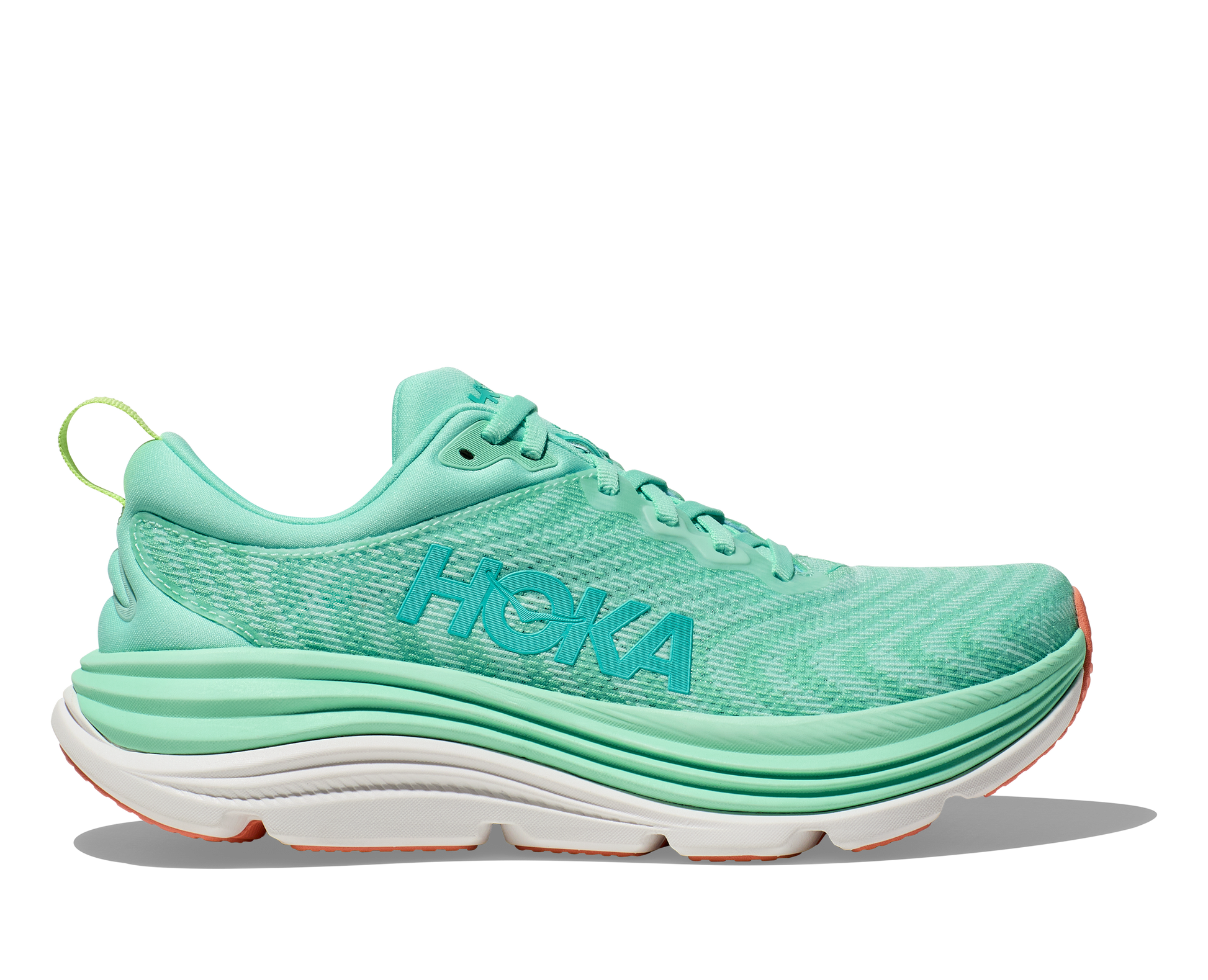 Hoka Women's Gaviota 5 stability running shoe teal side view