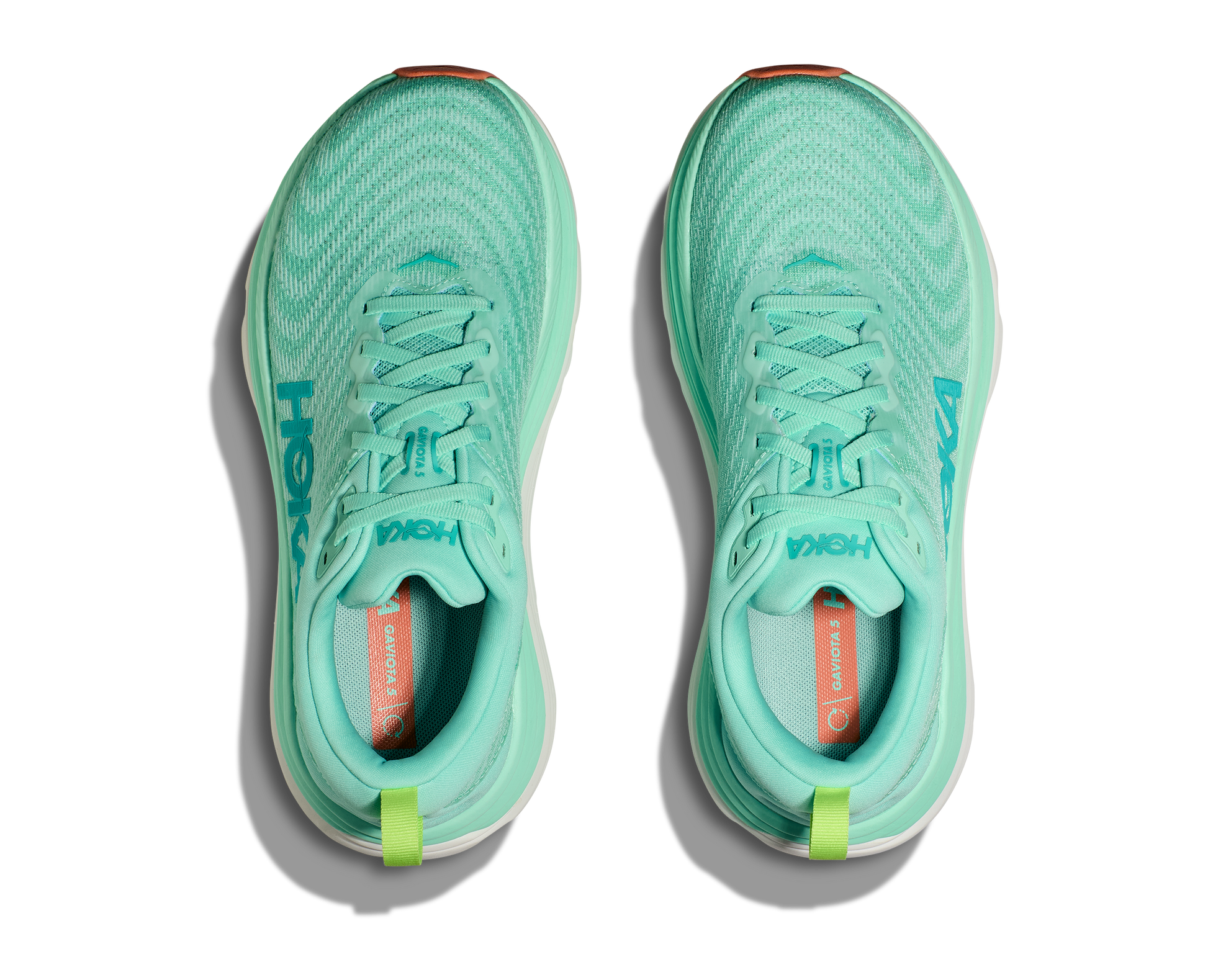Hoka Women's Gaviota 5 stability running shoe teal top view pair