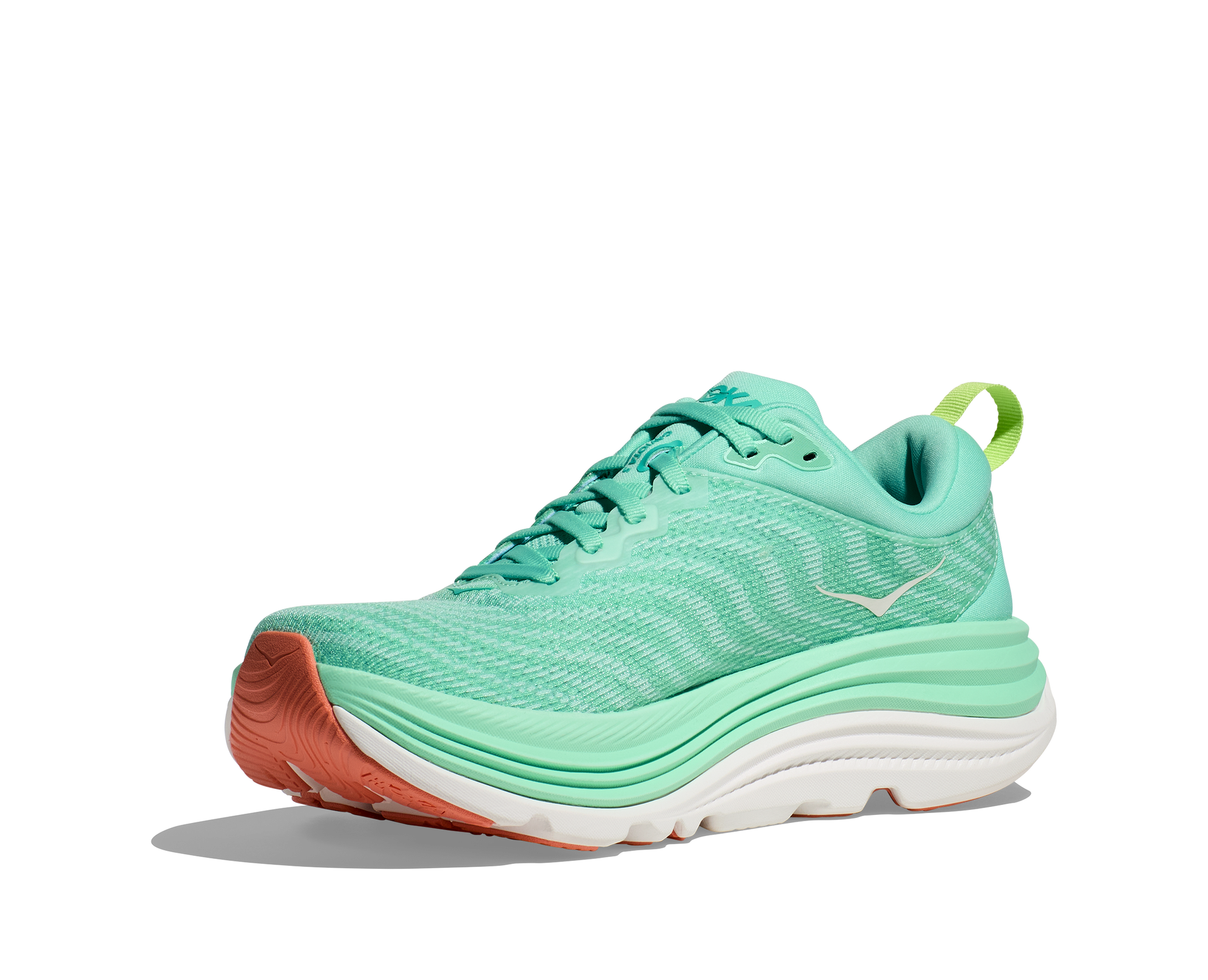 Hoka Women's Gaviota 5 stability running shoe teal medial angled view