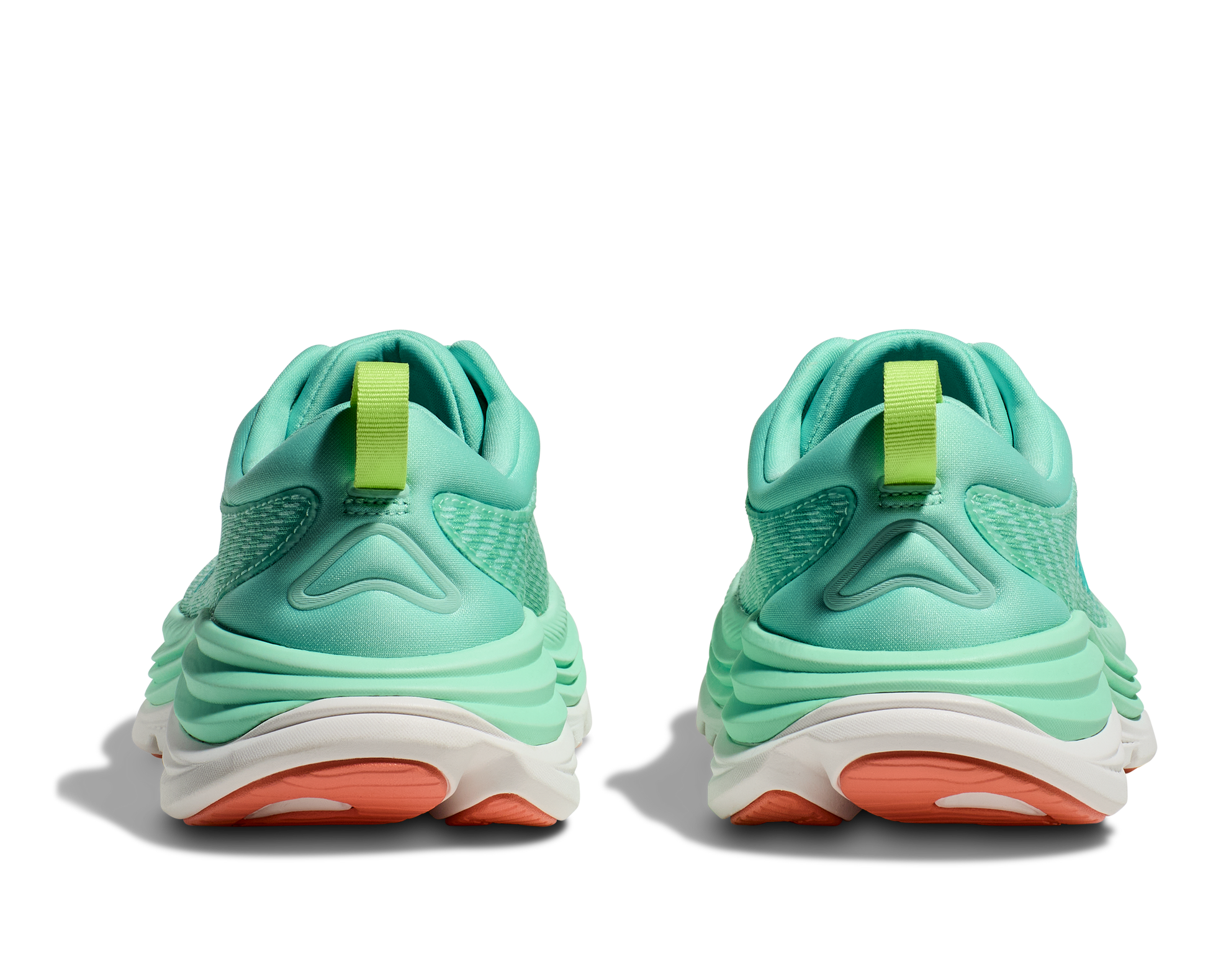 Hoka Women's Gaviota 5 stability running shoe teal rear pair view
