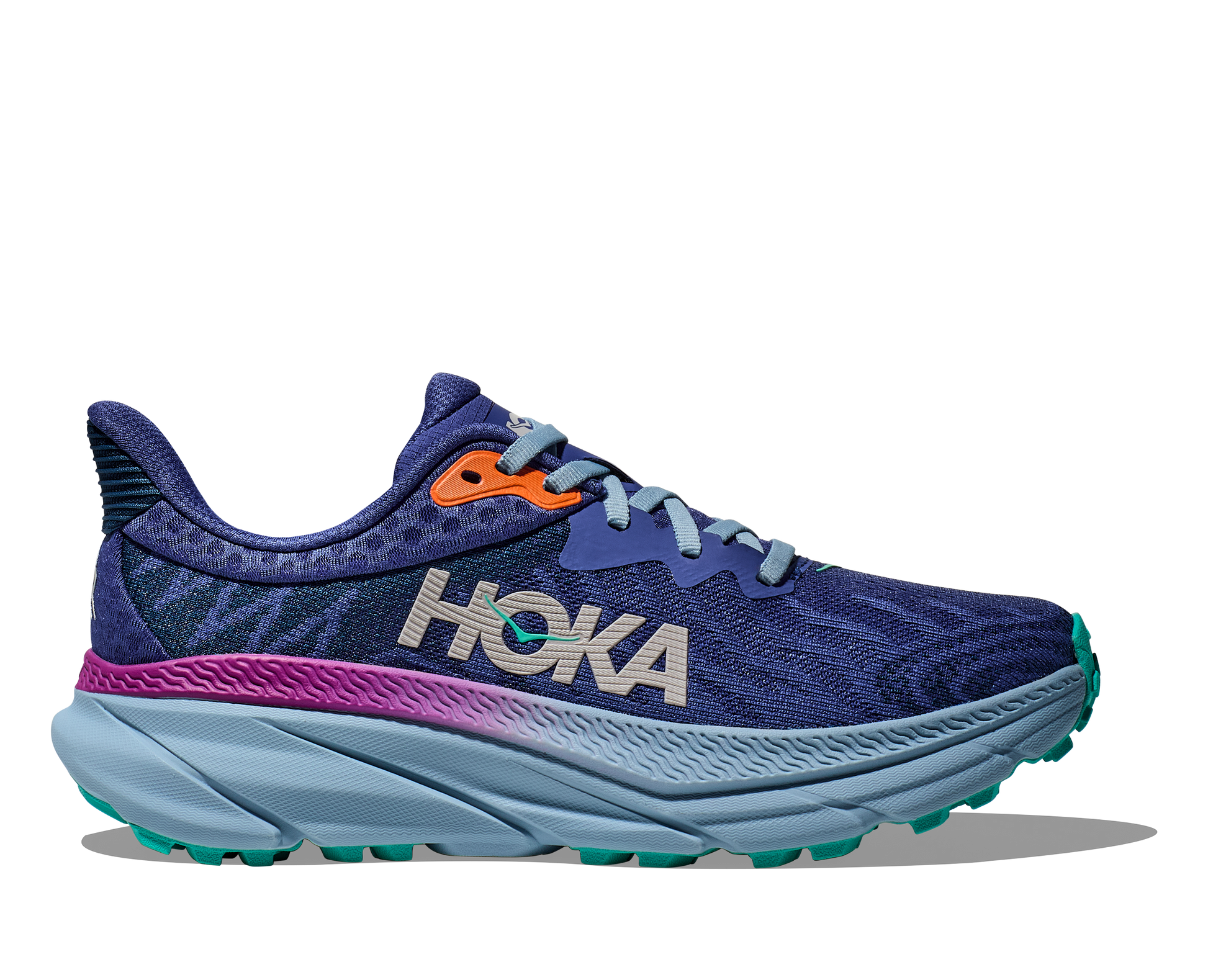 Hoka Women's Challenger 7 purple, blue, gray side view