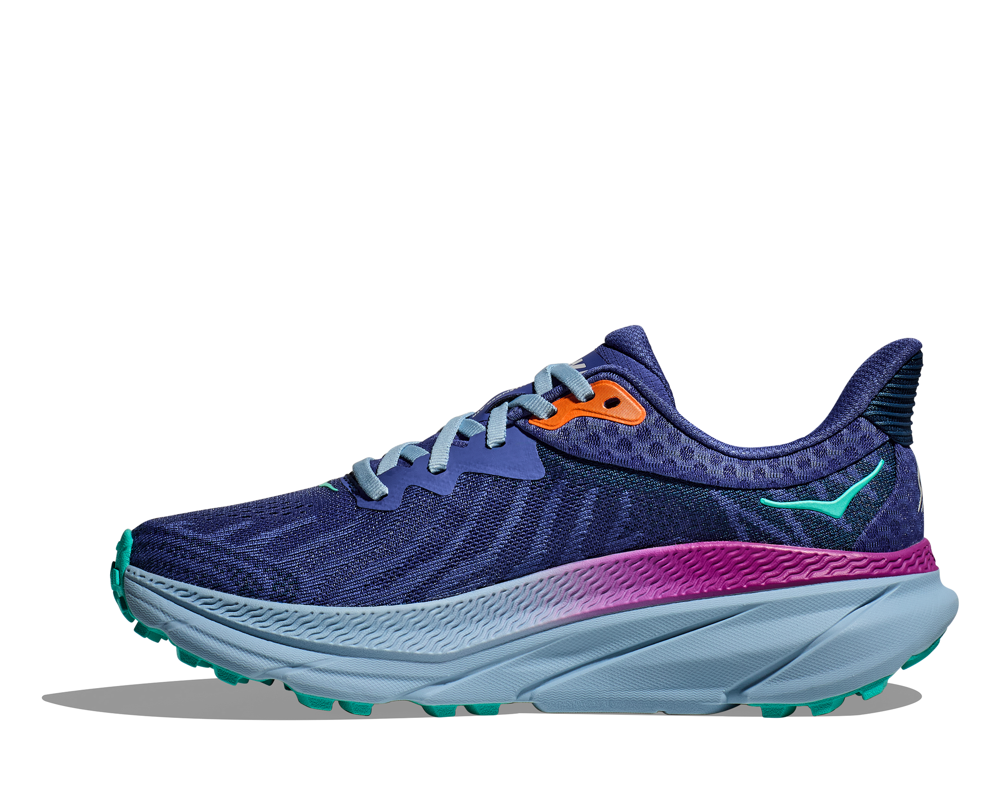 Hoka Women's Challenger 7 purple, blue, gray medial view