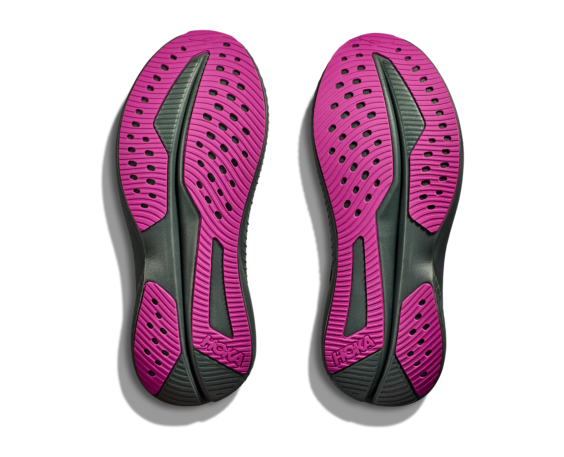 Hoka Women's Mach 6 black and fuschia outsole