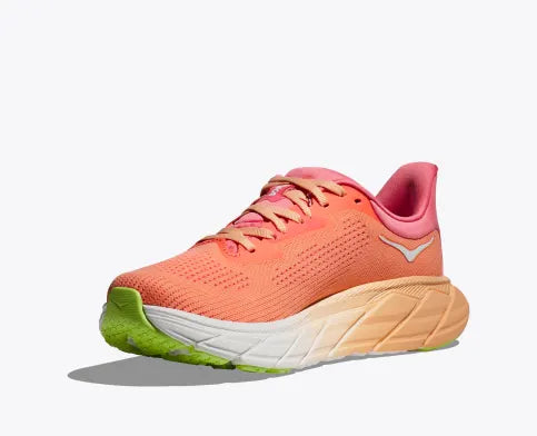 Hoka Women's Arahi 7 pink and white stability shoes