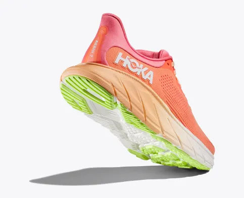 Hoka Women's Arahi 7 pink and white stability shoes