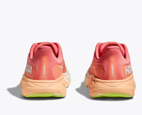 Hoka Women's Arahi 7 pink and white stability shoes