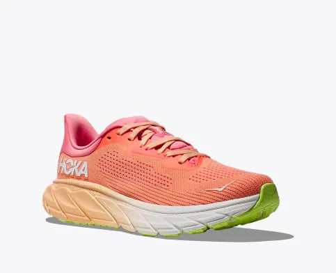 Hoka Women's Arahi 7 pink and white stability shoes