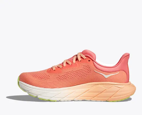 Hoka Women's Arahi 7 pink and white stability shoes