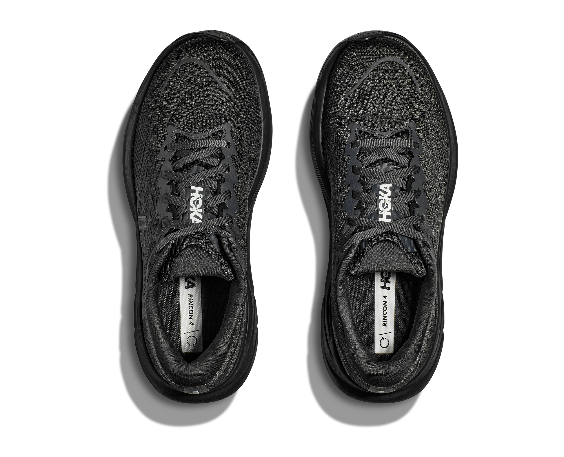Hoka Rincon 4 women's running shoe black top view pair
