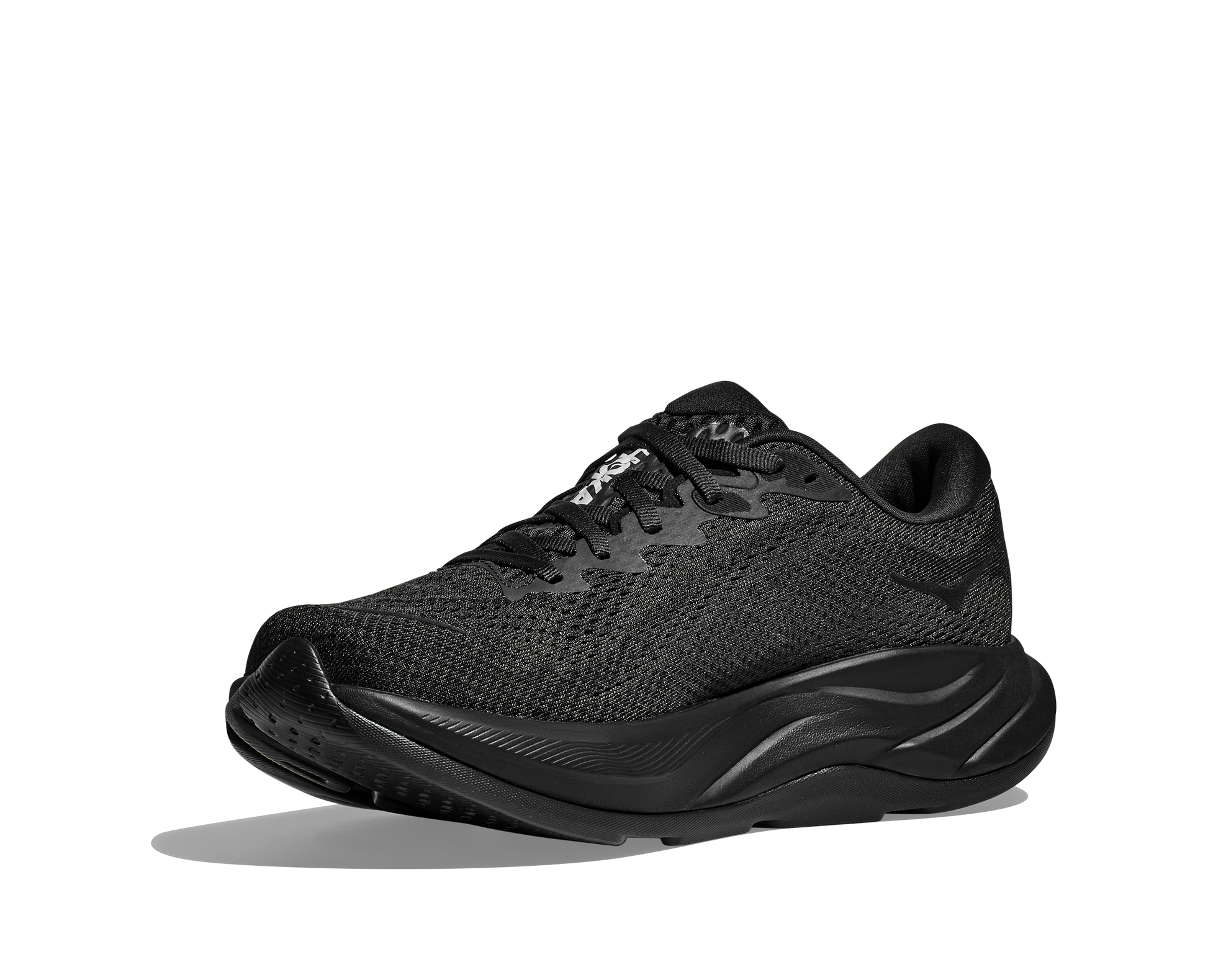 Hoka Rincon 4 women's running shoe black angled medial view