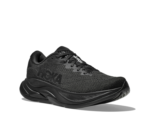 Hoka Rincon 4 women's running shoe black angled front side view