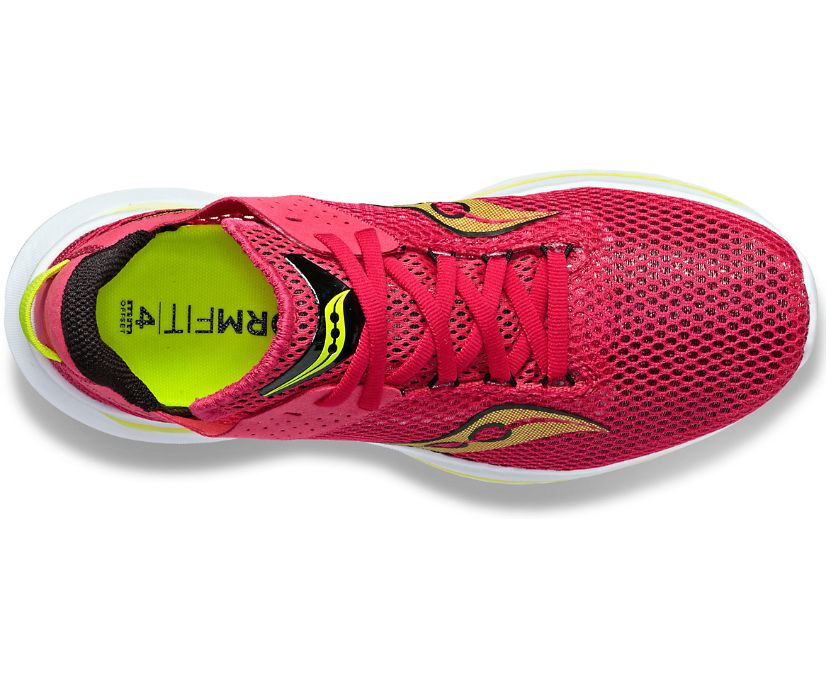 Saucony Kinvara 14 women's lightweight road running shoe, red and white