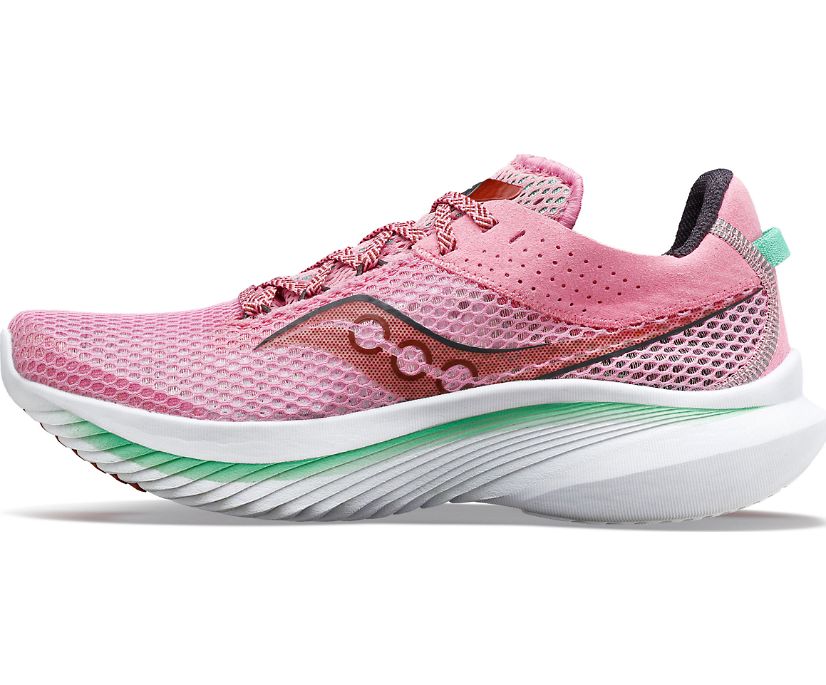 Saucony Kinvara 14 women's lightweight road running shoe, pink and white