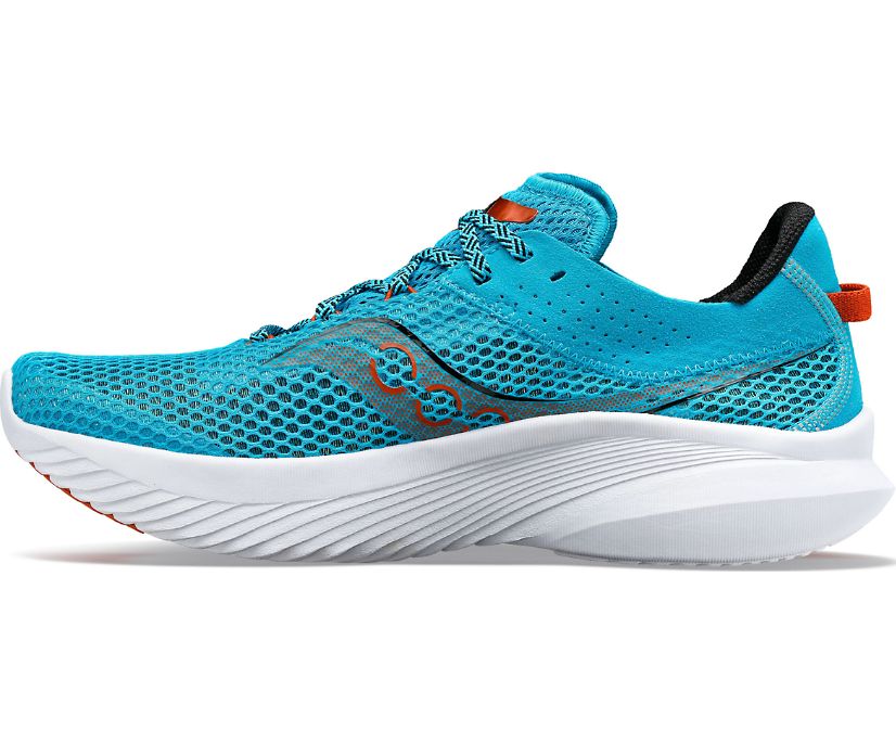 Saucony Kinvara 14 men's lightweight road running shoe, blue orange and white