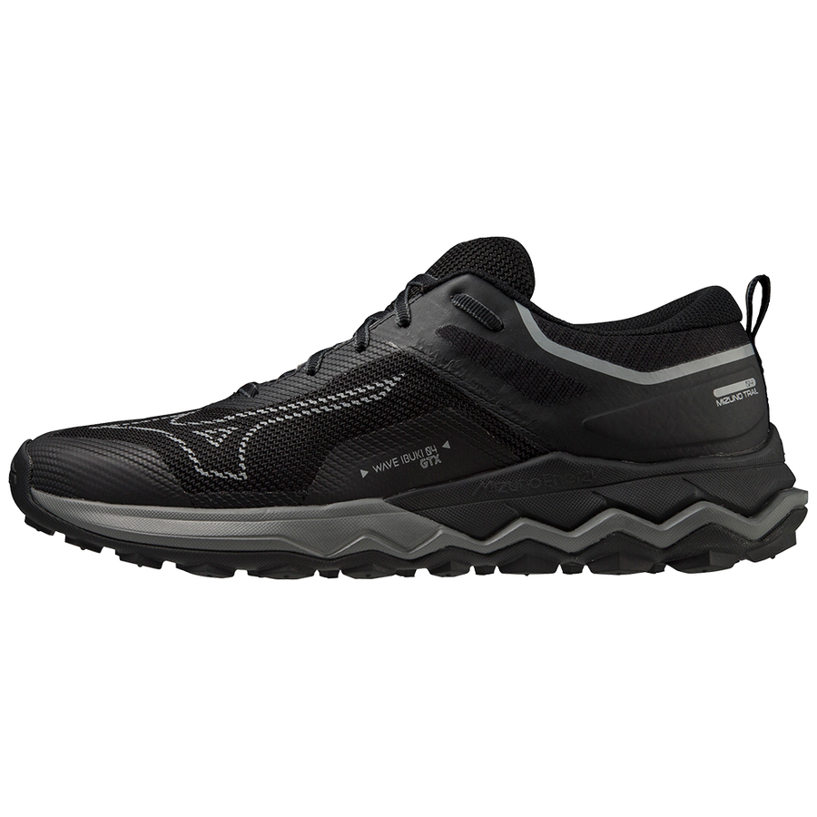 Mizuno Wave Ibuki 4 GTX multi terrain running shoe black side view