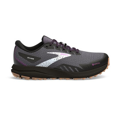 Brooks Women's Divide 4 GTX waterproof trail running shoe black, gray, purple