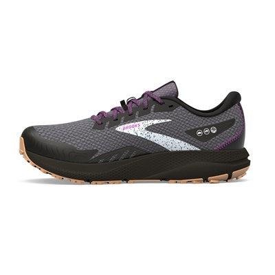 Brooks Women's Divide 4 GTX waterproof trail running shoe black, gray, purple