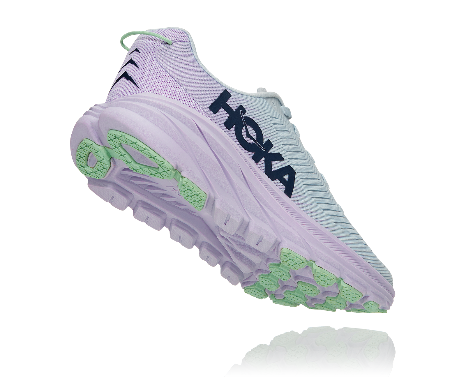 Hoka Women's Rincon 3 running shoe, wide fit, lightweight, racing shoe, road running shoe, light gray and lilac