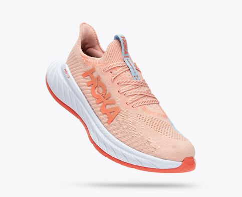 Hoka Carbon X3 women's carbon plated running shoe light pink, light blue