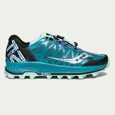 saucony koa st trail running shoe, womens running shoe, fell running,  mud running, ocr shoes, blue and  black shoes