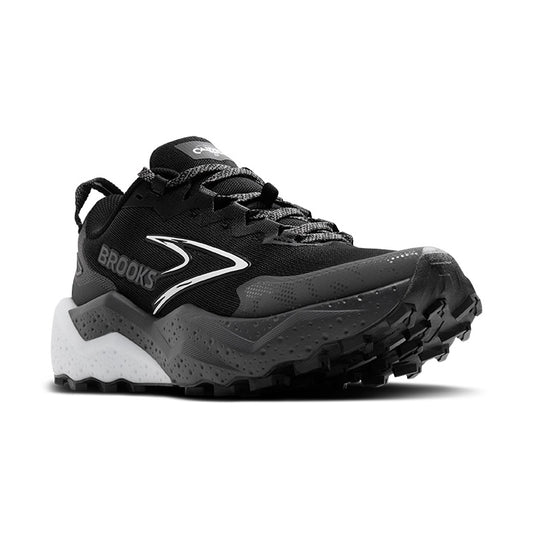 Brooks Caldera 8 men's trail shoe black front side view