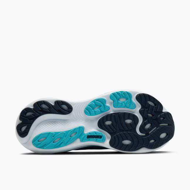 Brooks Men's Adrenaline GTS 25 men's stability running shoe, blue, green, white.  Outsole.