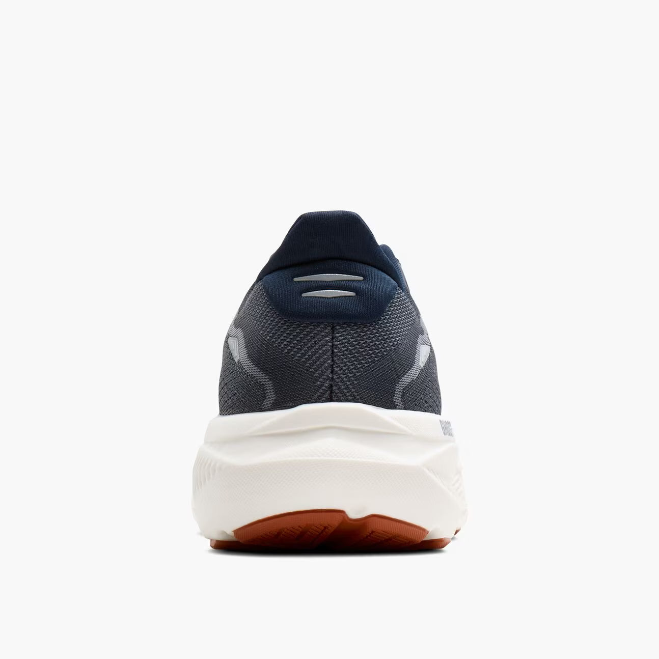 Navy Brooks Ghost 18 men's running shoe with white sole on a white background