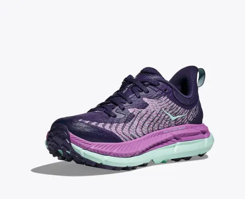Hoka Women's Mafate Speed 4 purple, light blue trail running shoe