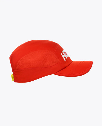 Hoka habanero run cap with 'Hoka' logo on a white background side view with hoka logo on front
