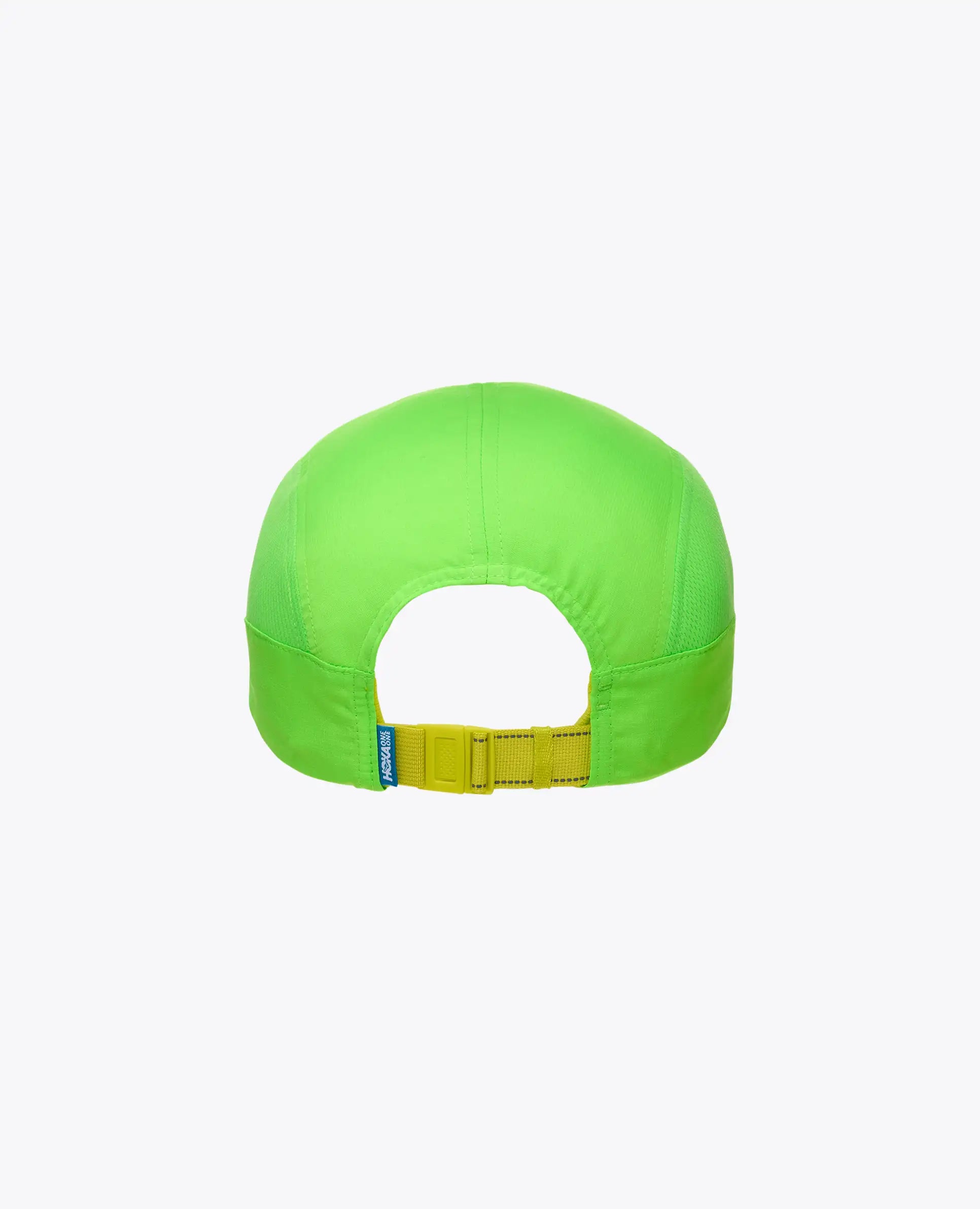 Green cap with a yellow strap on a white background