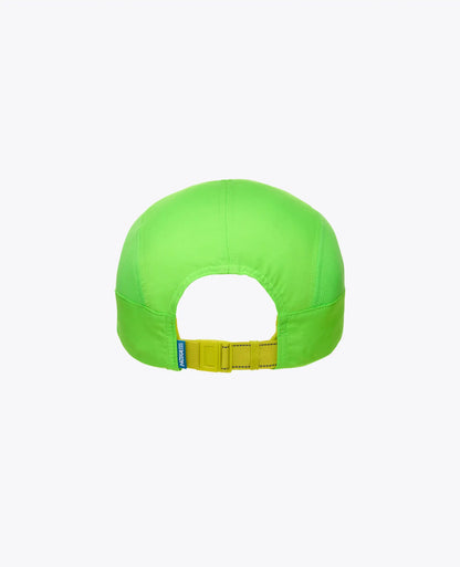 Green cap with a yellow strap on a white background