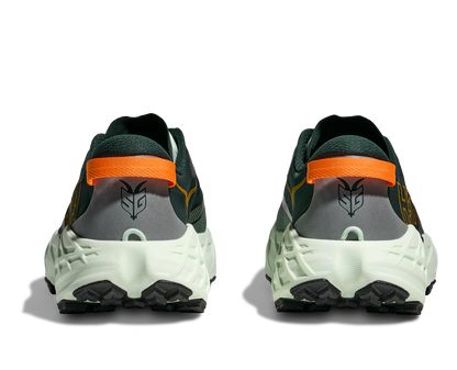 Pair of running shoes with orange accents on a white background
