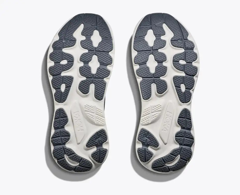 Grey Hoka running shoes outsole  on a white background