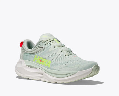 Light blue running shoe with 'Hoka' branding on a white background