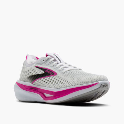 White and pink running shoe on a white background