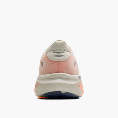 Back view of a Pink Brooks Women's Ghost 18  running shoe on a white background