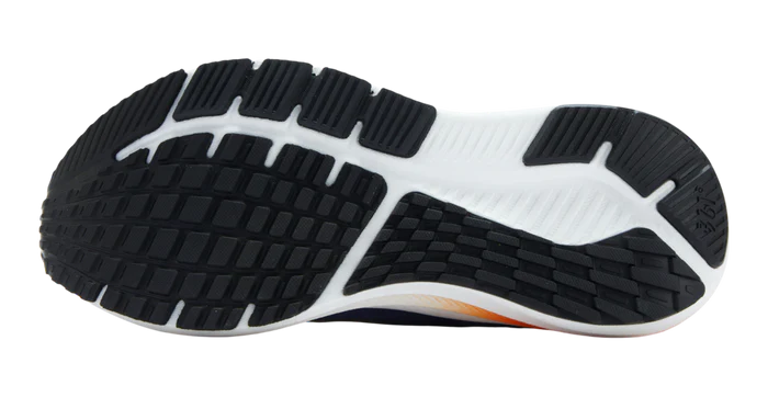Black and white athletic shoe sole on a white background