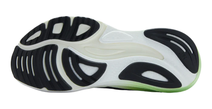 Black and white athletic shoe on a white background