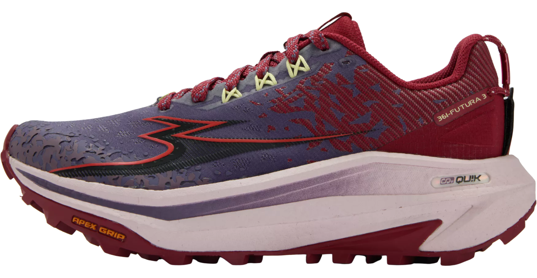 Blue and red running shoe with visible brand logo on a white background