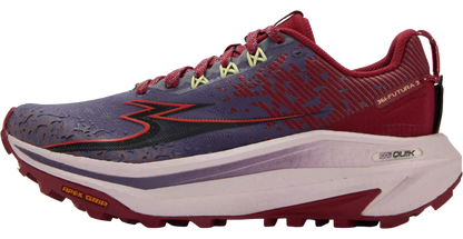 Blue and red running shoe with visible brand logo on a white background