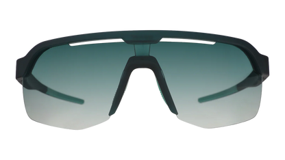 Goodr Bolt G: Electric Zen Machine Sunglasses with black frame and gradient lenses on a white background