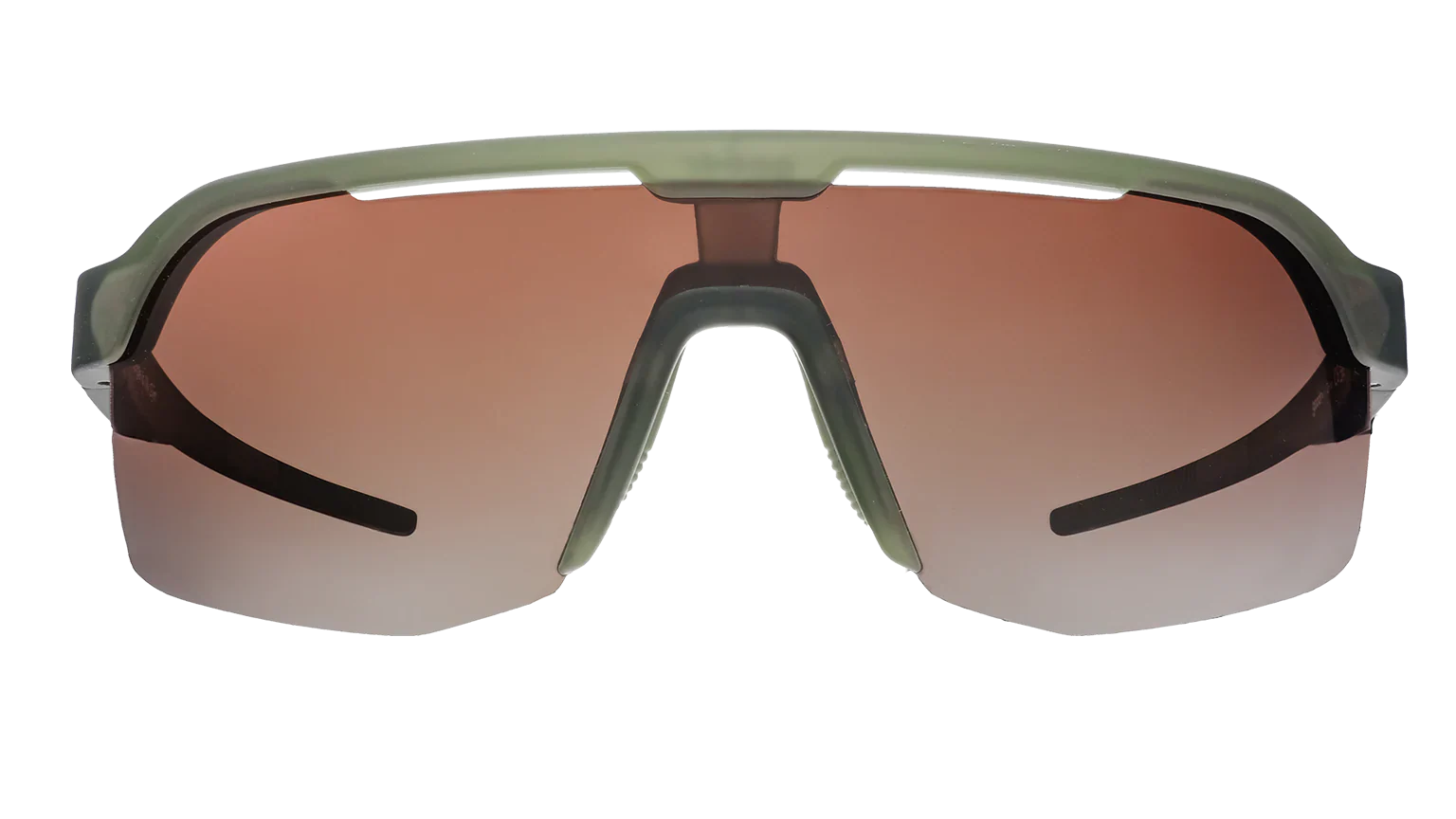 Goodr Bolt G The Jungle Is My Gym wraparound Sunglasses with a green frame and brown gradient lenses on a white background