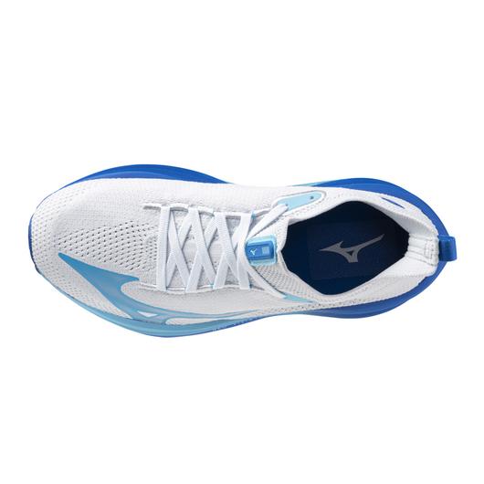 Mizuno women's Neo Vista running shoe blue and white, top view