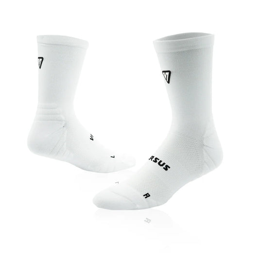 White socks with Versus logo on a white background