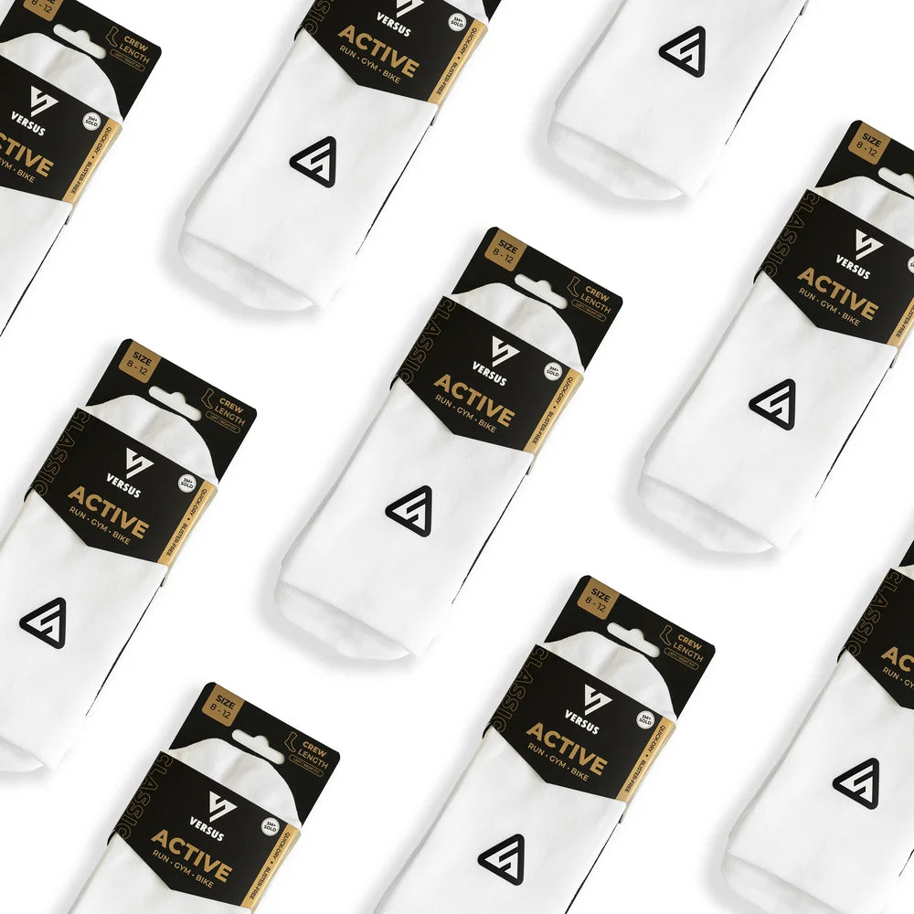 Packaged white socks with 'Venus Active' labels on a white background