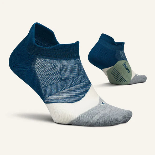 Feetures Elite Light Cushion Tab socks blue and grey