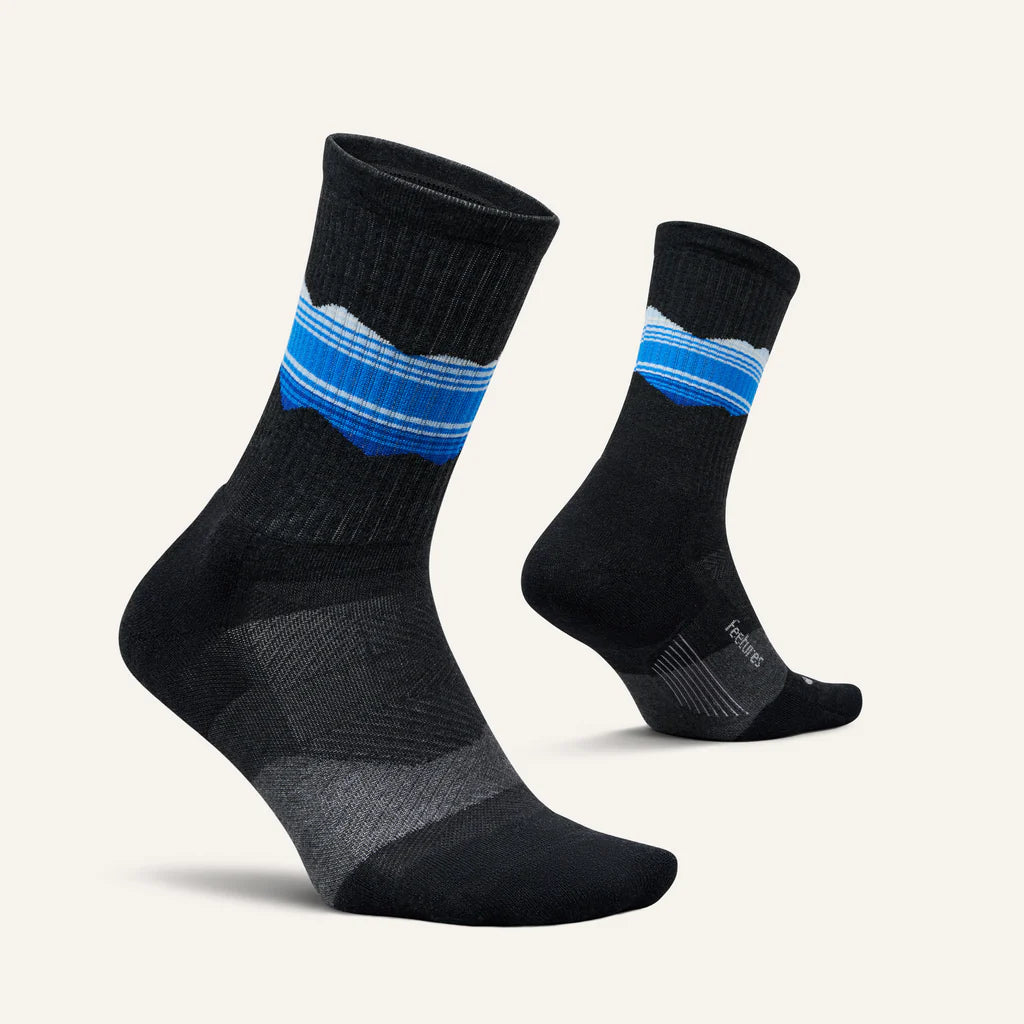 Pair of Feetures Trail Max Cushion Mini Crew (Blue Ridge Charcoal) running socks
