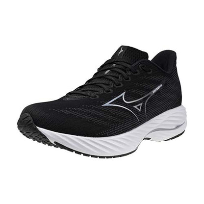 Mizuno Wave Rider 28 Wide running shoe men's black and white front view