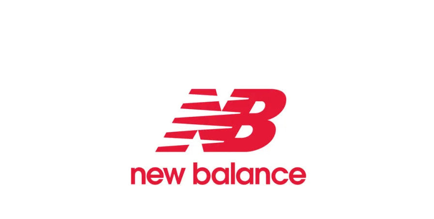 New Balance logo in red on a white background